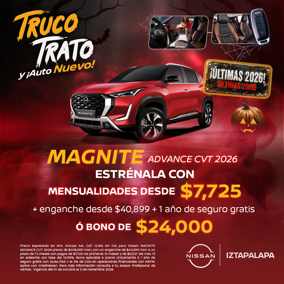 MENSUALIDADES DESDE $7,725
+ enganche desde $40,899
+1 año de seguro gratis