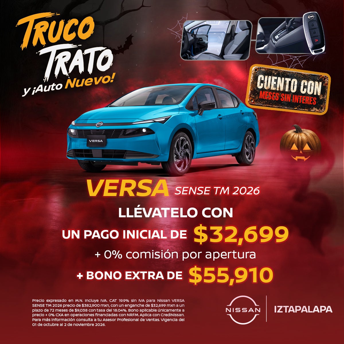 LLÉVATELO CON UN PAGO INICIAL DE $32,699
+ 0% CXA